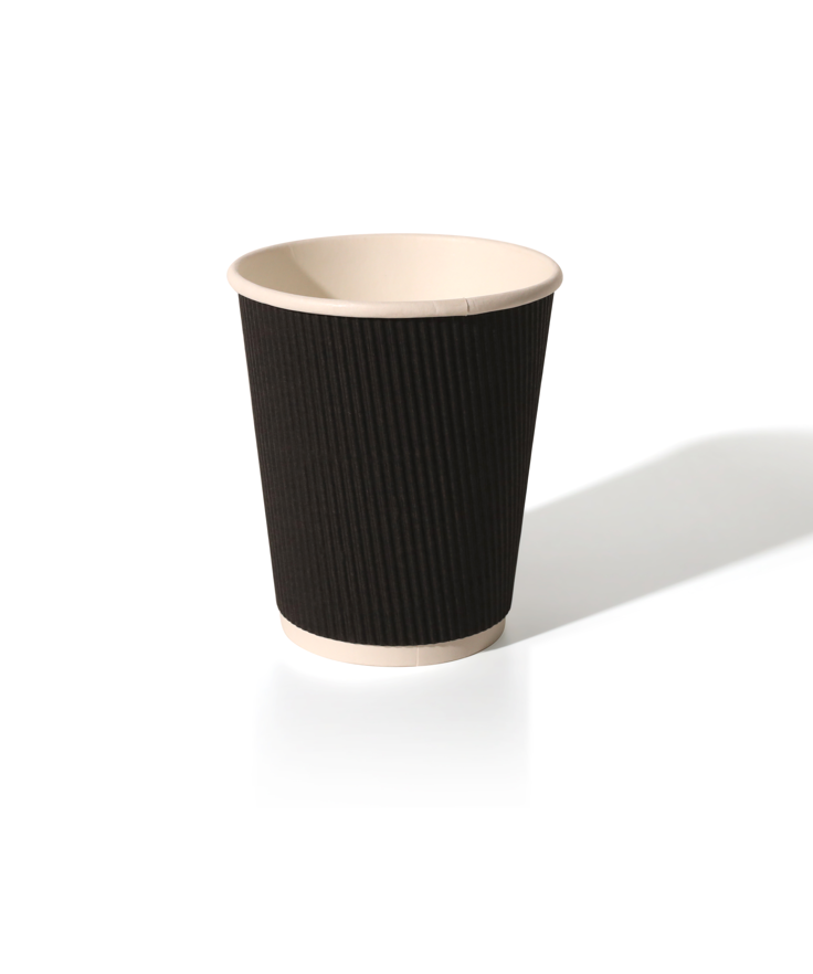 4 ACES 12oz Black Ripple Wall Paper Hot Cup