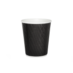 4 ACES 8oz Black Ripple Wall Paper Hot Cup